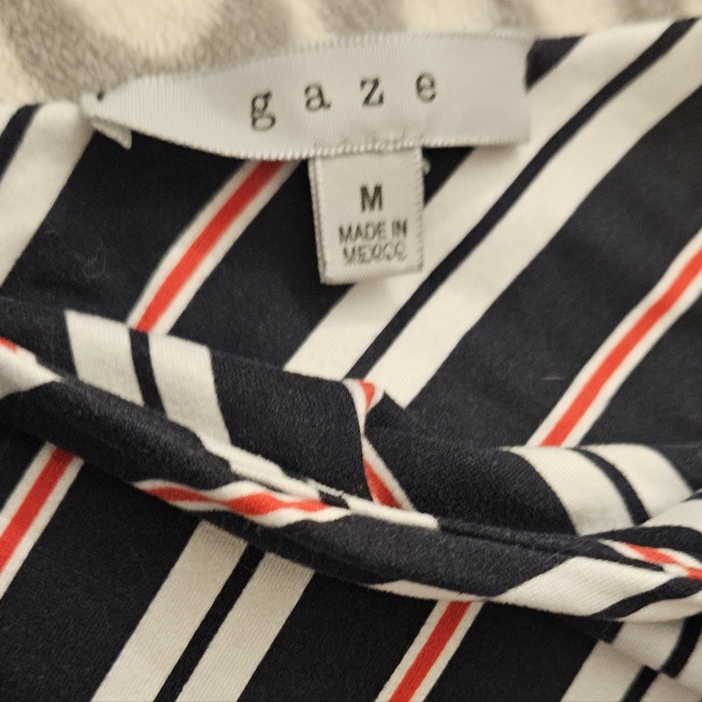 Bodysuit in red, white and black stripes size medium